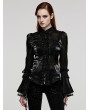 Punk Rave Black Gothic Rose Patterned Flared Sleeves Fitted Shirt for Women