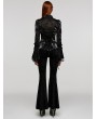 Punk Rave Black Gothic Rose Patterned Flared Sleeves Fitted Shirt for Women