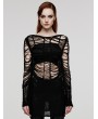 Punk Rave Black Gothic Punk Decadent Sexy Hollow Out Long Sweater for Women