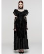 Punk Rave Black Gothic Velvet Pointed Dress with Detachable Lace Gloves