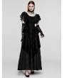 Punk Rave Black Gothic Velvet Pointed Dress with Detachable Lace Gloves