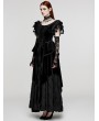 Punk Rave Black Gothic Velvet Pointed Dress with Detachable Lace Gloves