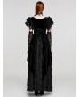 Punk Rave Black Gothic Velvet Pointed Dress with Detachable Lace Gloves