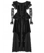 Punk Rave Black Gothic Velvet Pointed Dress with Detachable Lace Gloves