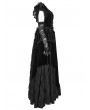 Punk Rave Black Gothic Velvet Pointed Dress with Detachable Lace Gloves