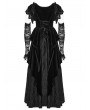 Punk Rave Black Gothic Velvet Pointed Dress with Detachable Lace Gloves