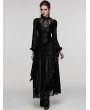 Punk Rave Black Gothic Floral Lace Multiple Layers Long Slim Fit Dress