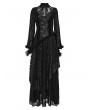 Punk Rave Black Gothic Floral Lace Multiple Layers Long Slim Fit Dress