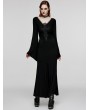 Punk Rave Black Gothic Elegant Sexy V-Neck Lace Applique Long Party Dress