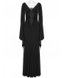 Punk Rave Black Gothic Elegant Sexy V-Neck Lace Applique Long Party Dress