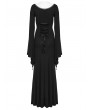 Punk Rave Black Gothic Elegant Sexy V-Neck Lace Applique Long Party Dress