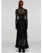 Punk Rave Black Gothic Decadent Ripped Knit Asymmetric Lace Long Skirt