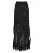 Punk Rave Black Gothic Decadent Ripped Knit Asymmetric Lace Long Skirt