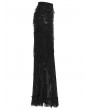 Punk Rave Black Gothic Decadent Ripped Knit Asymmetric Lace Long Skirt