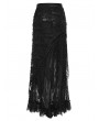 Punk Rave Black Gothic Decadent Ripped Knit Asymmetric Lace Long Skirt