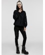 Punk Rave Black Gothic Daily Mesh Splice Pullover Hoodie for Women