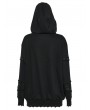 Punk Rave Black Gothic Daily Mesh Splice Pullover Hoodie for Women