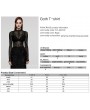 Punk Rave Black Sexy Gothic Flocked Pattern Mesh Long Sleeve T-Shirt for Women