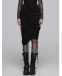 Punk Rave Black Gothic Drape Cut Multi Layered Fit Wrap Half Skirt