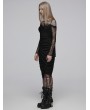 Punk Rave Black Gothic Drape Cut Multi Layered Fit Wrap Half Skirt