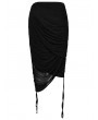 Punk Rave Black Gothic Drape Cut Multi Layered Fit Wrap Half Skirt