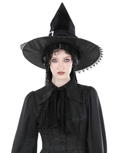 Dark in Love Black Gothic Witch Peaked Halloween Costume Hat 