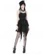 Dark in Love Black Gothic Lace Frilly Strap Short Irregular Party Dress