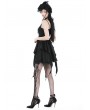 Dark in Love Black Gothic Lace Frilly Strap Short Irregular Party Dress