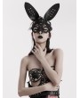 Punk Rave Black Gothic Faux Leather Lace Bunny Mask