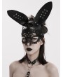 Punk Rave Black Gothic Faux Leather Lace Bunny Mask