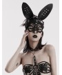 Punk Rave Black Gothic Faux Leather Lace Bunny Mask