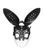 Punk Rave Black Gothic Faux Leather Lace Bunny Mask