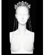 Punk Rave Silver Gothic Skull Rhinestones Chain Crown Headdress