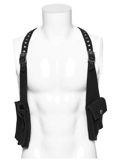 Punk Rave Black Gothic Punk Adjustable Shoulder Harness Bag