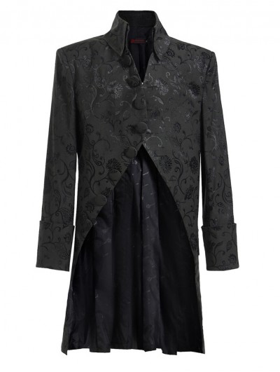 Pentagramme Black Gothic Brocade Men's Victorian Coat – Another