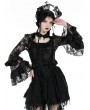 Dark in love Black Gothic Sexy Perspective Lace Petal Sleeve Top for Women