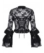 Dark in love Black Gothic Sexy Perspective Lace Petal Sleeve Top for Women