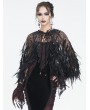 Eva Lady Black Gothic Sequin Beaded Short Feather Cape for Women