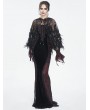 Eva Lady Black Gothic Sequin Beaded Short Feather Cape for Women