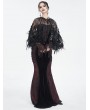 Eva Lady Black Gothic Sequin Beaded Short Feather Cape for Women