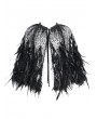 Eva Lady Black Gothic Sequin Beaded Short Feather Cape for Women