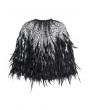 Eva Lady Black Gothic Sequin Beaded Short Feather Cape for Women