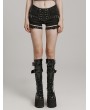 Punk Rave Black Gothic Punk Symmetrical Leg Loop Stretch Hot Shorts for Women