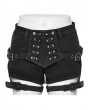 Punk Rave Black Gothic Punk Symmetrical Leg Loop Stretch Hot Shorts for Women