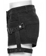 Punk Rave Black Gothic Punk Symmetrical Leg Loop Stretch Hot Shorts for Women