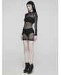 Punk Rave Black Gothic Sexy Patterned Mesh Fit Short Dress