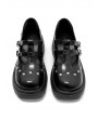 Black Gothic Punk Heart-Shaped Buckle Studded Platform Heeled Shoes