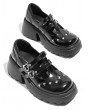 Black Gothic Punk Heart-Shaped Buckle Studded Platform Heeled Shoes