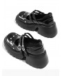 Black Gothic Punk Heart-Shaped Buckle Studded Platform Heeled Shoes