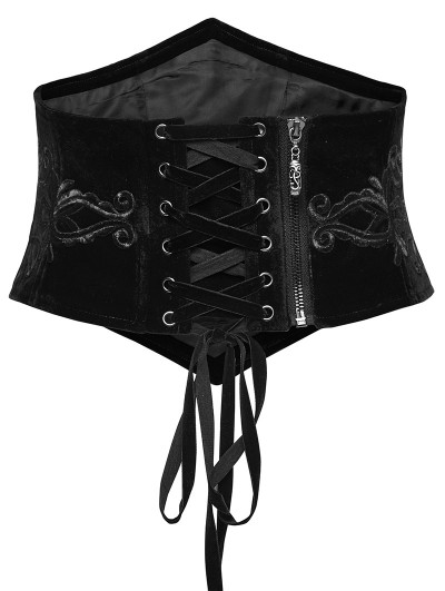 Rare Punk Rave metal boned good lace up velvet corset